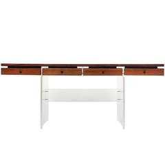 Lucite And Rosewood Desk By Poul Norreklit