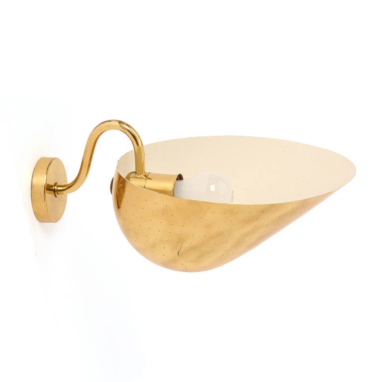 Finnish Lacquered Brass Sconces by Paavo Tynell