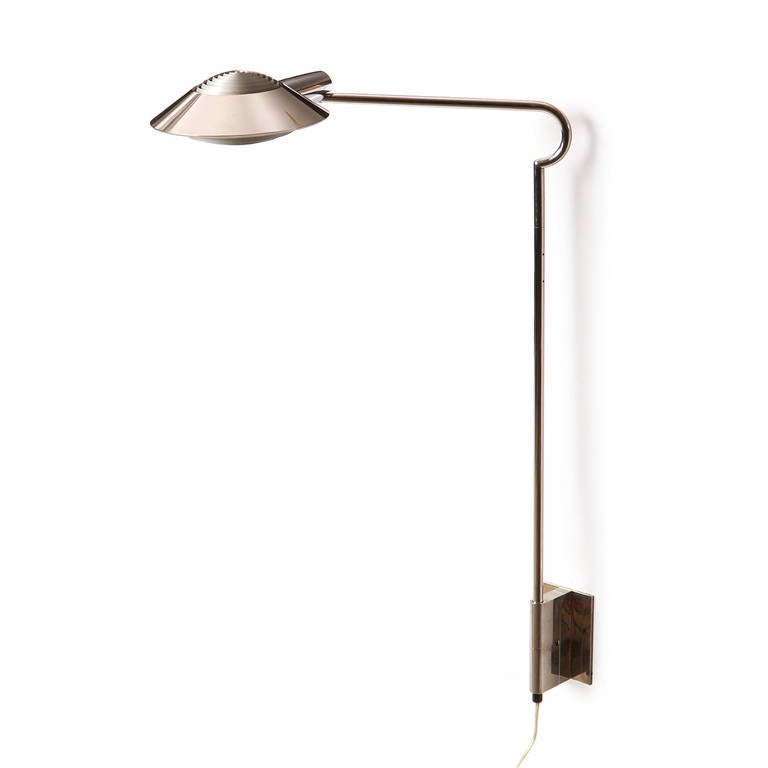 Mid-Century Modern Adjustable Nickel Wall Sconces by Cedric Hartman