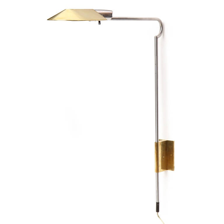 Mid-Century Modern Brass Adjustable Wall-Mounted Sconces by Cedric Hartman