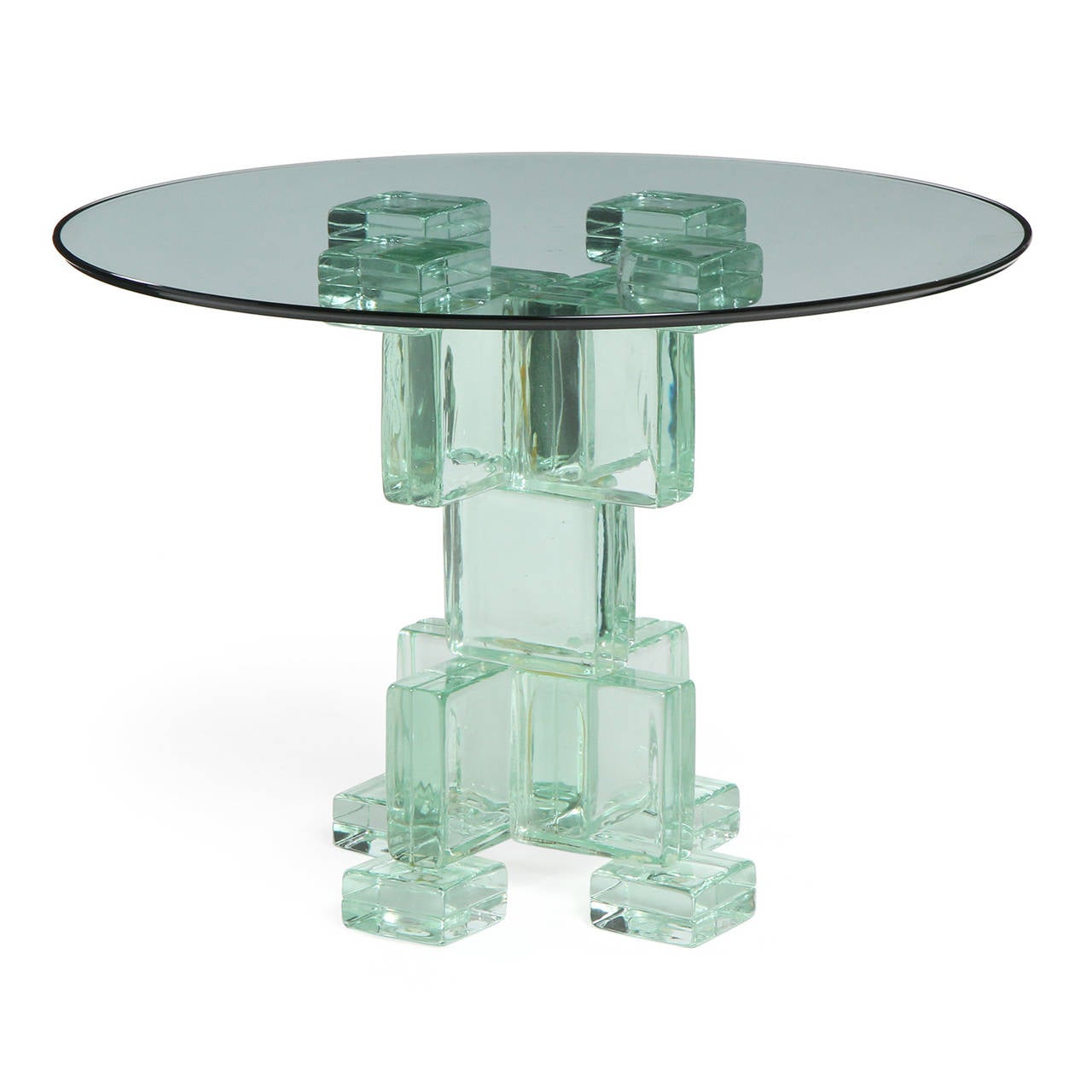 American Glass Block Pedestal Table