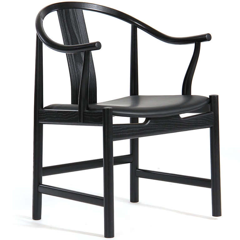 Mid-20th Century Black Lacquered Chinese Chair by Hans J. Wegner
