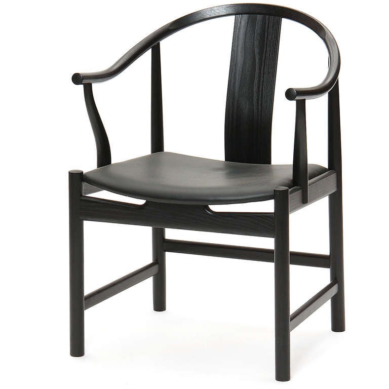 Danish Black Lacquered Chinese Chair by Hans J. Wegner