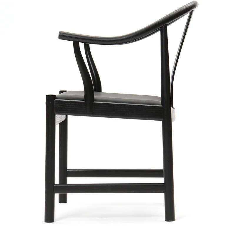Scandinavian Modern Black Lacquered Chinese Chair by Hans J. Wegner