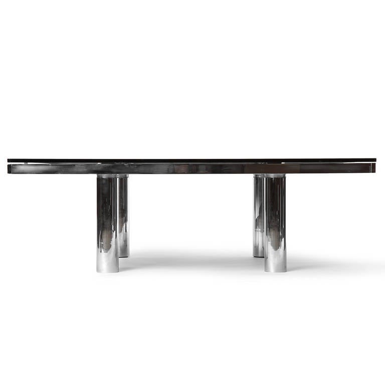Mid-Century Modern 1970s Smoked Glass Low Table by Tobia Scarpa for Knoll For Sale
