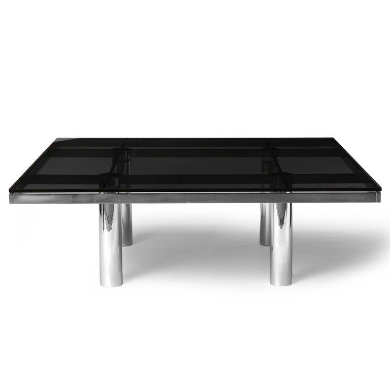 1970s Smoked Glass Low Table by Tobia Scarpa for Knoll For Sale 1