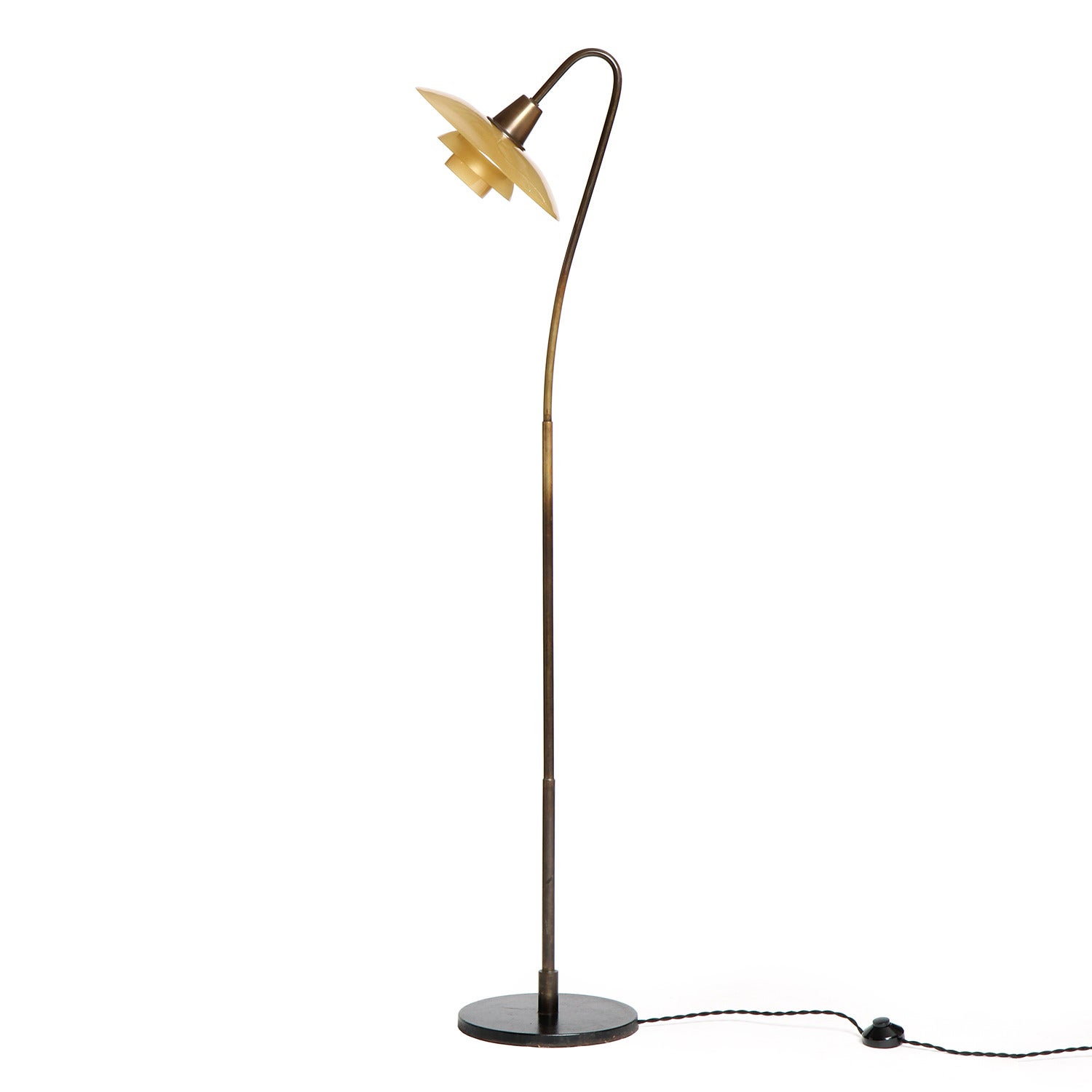 Poul Henningsen Floor Lamp with Amber Glass Shades