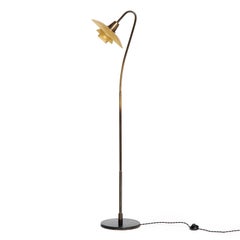 Poul Henningsen Floor Lamp with Amber Glass Shades