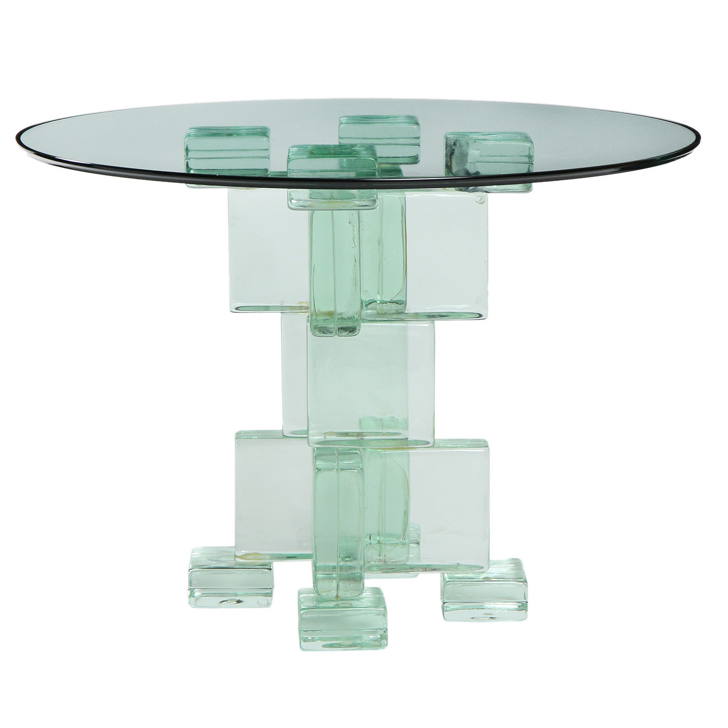 Glass Block Pedestal Table