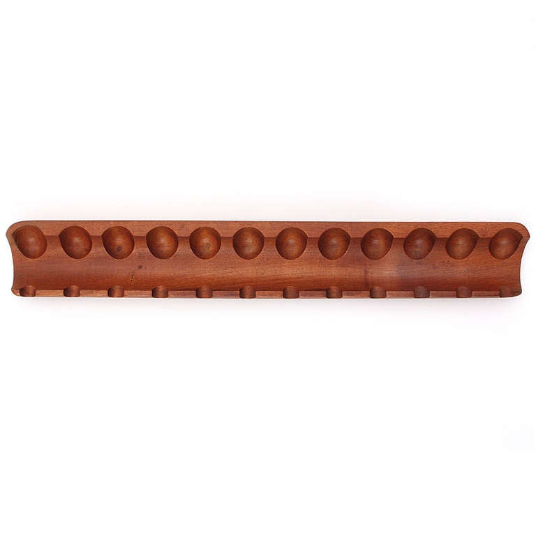 Mid-20th Century Carved Teak Pipe Rest from Denmark For Sale