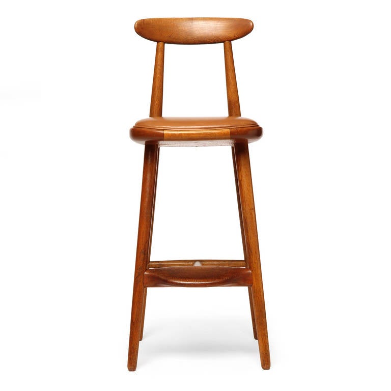 Scandinavian Modern Oak Bar Stools by Vilhelm Wohlert