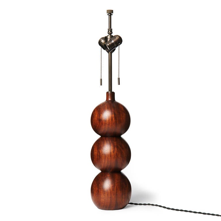 American Stacked Sphere Walnut Table Lamps
