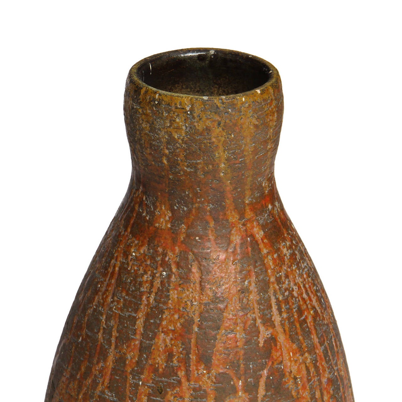 A well scaled unique ceramic baluster form vase having a highly expressive all-over incised abstract decoration.
