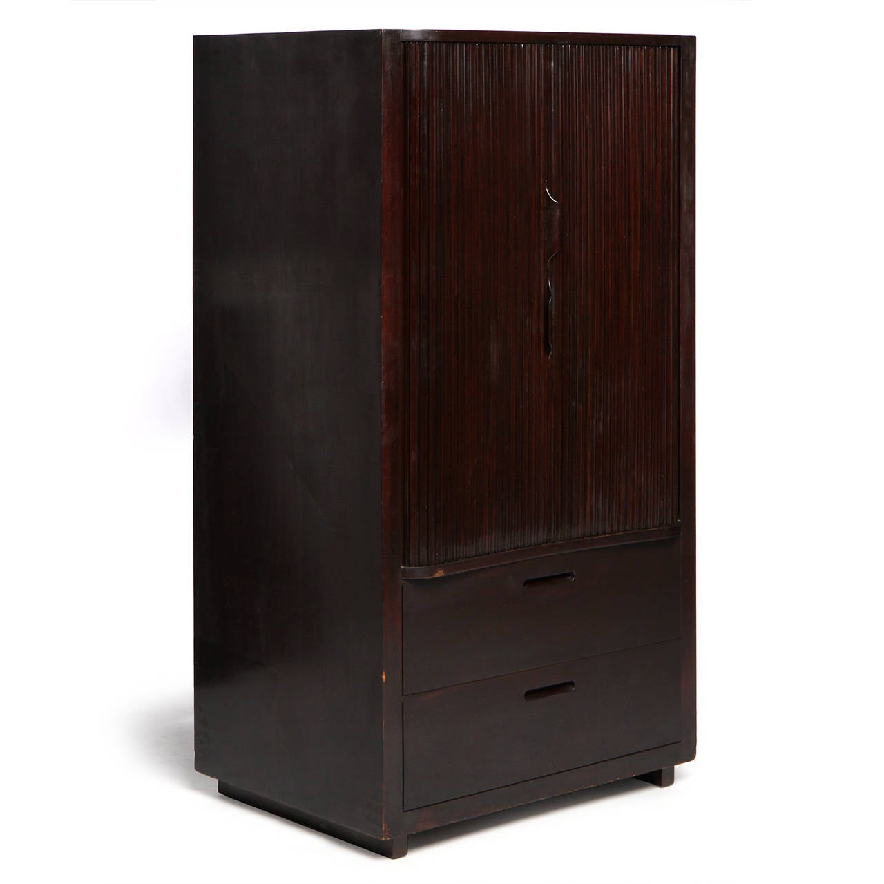 Mid-Century Modern Tall Tambour Cabinet with Drawers by Edward Wormley for Dunbar For Sale