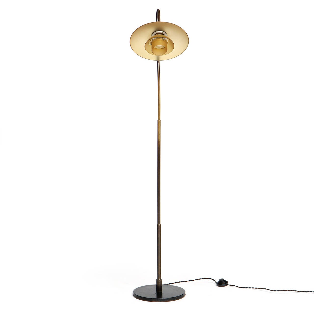 Danish Poul Henningsen Floor Lamp with Amber Glass Shades