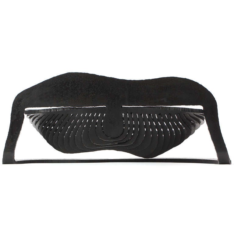 Mid-20th Century Blackened Steel Fire Basket For Sale