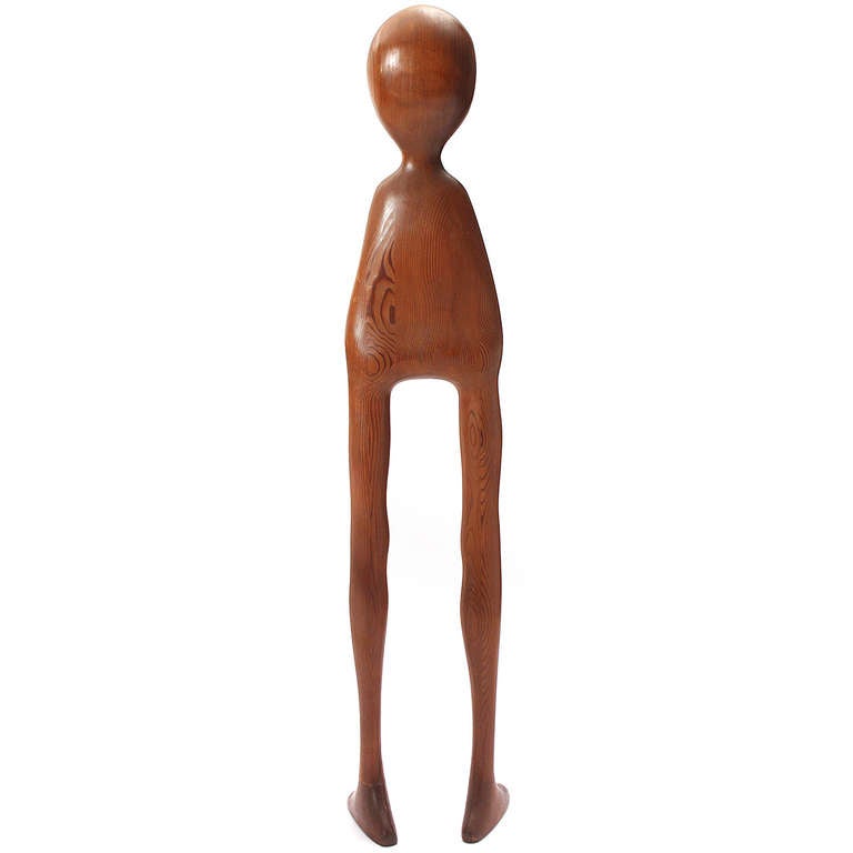 Mid-Century Modern Carved Redwood Sculpture by Logan For Sale