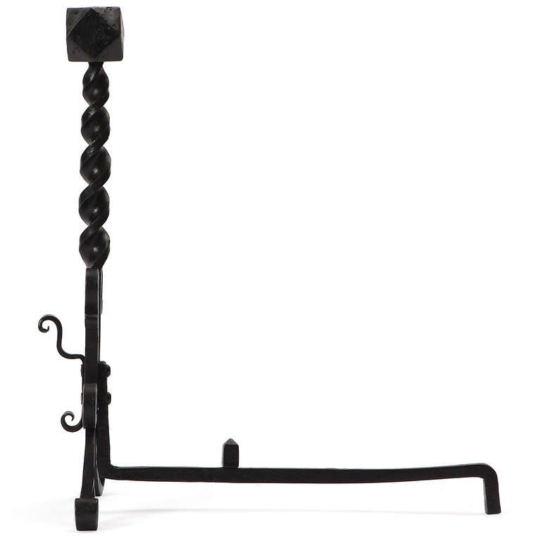 Arts and Crafts Wrought Iron Andirons