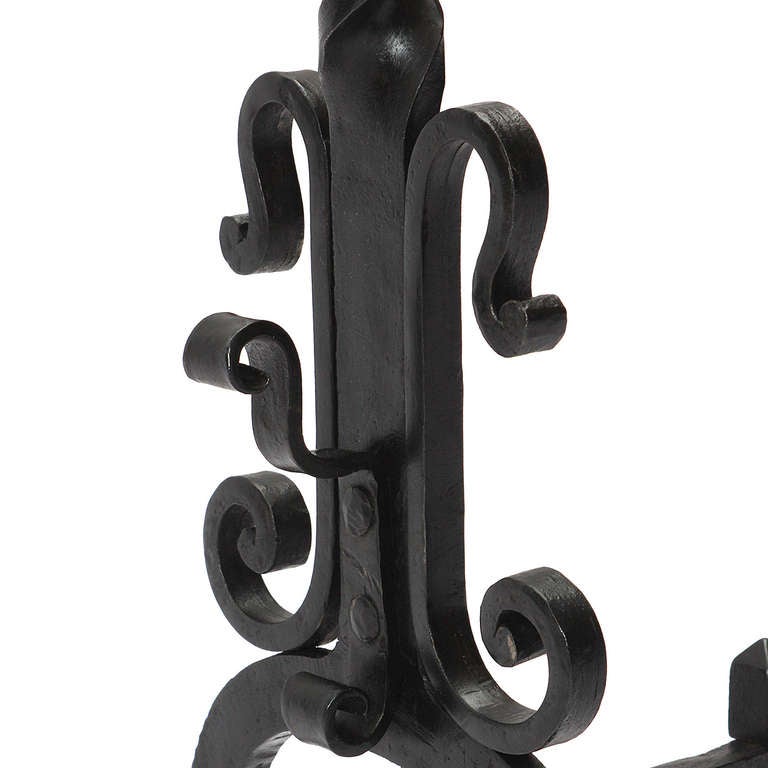 Wrought Iron Andirons In Good Condition In Sagaponack, NY