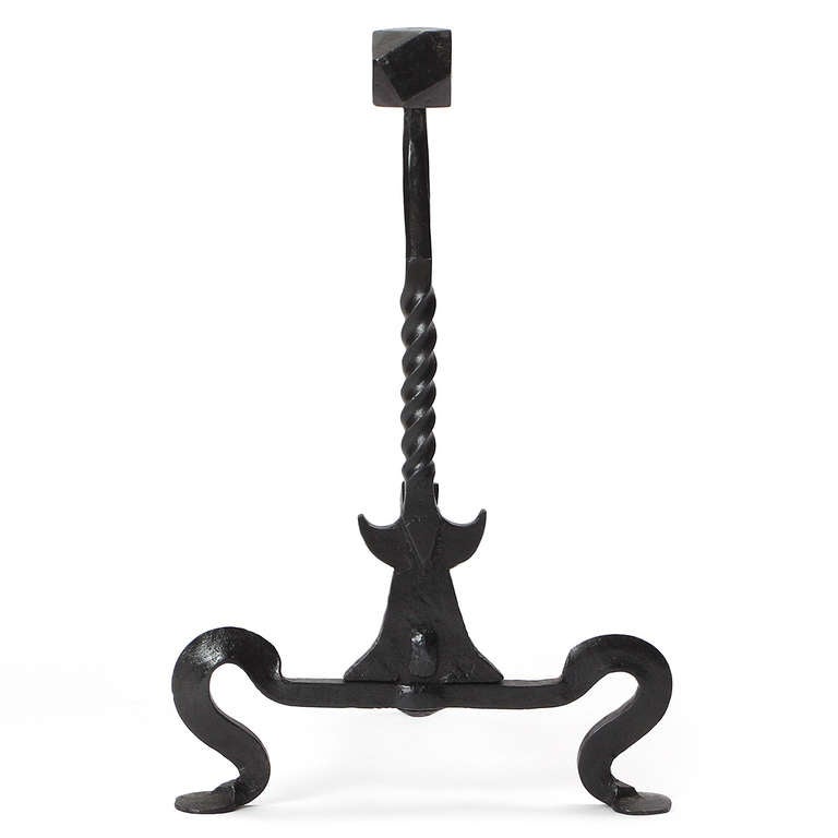 Wrought Iron Arts & Crafts Andirons For Sale