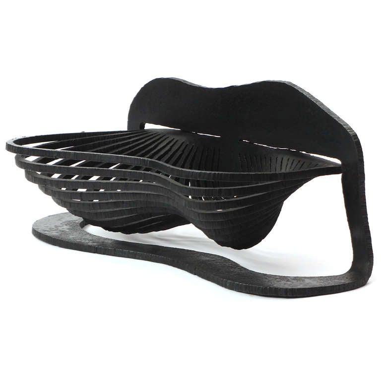 Industrial Blackened Steel Fire Basket for Claydon Architectural Metalworks For Sale