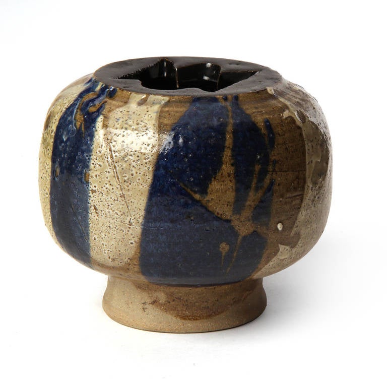 Rustic Stoneware Vase In Excellent Condition In Sagaponack, NY