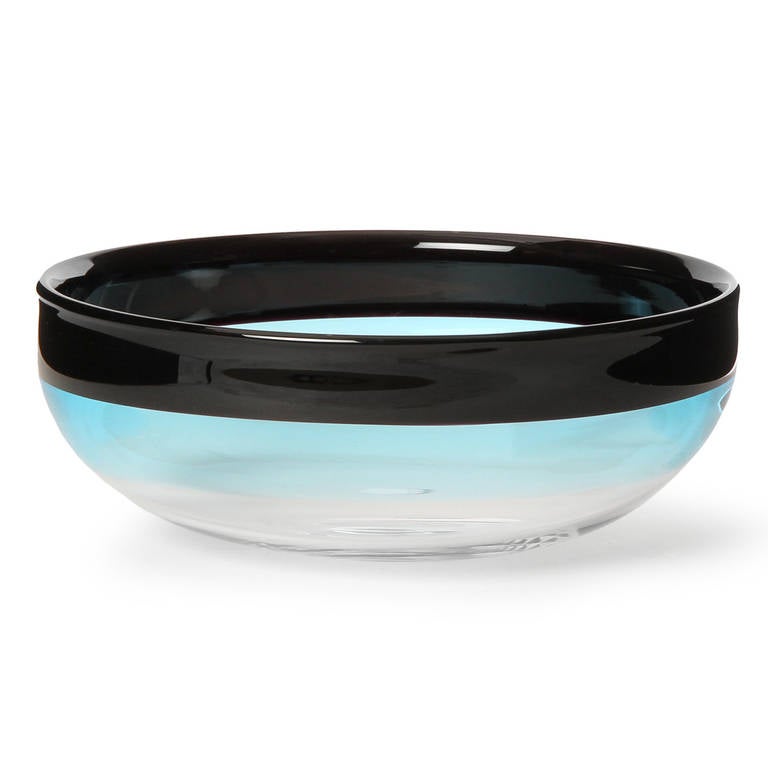Mid-Century Modern Banded Glass Bowl by Gino Cenedese