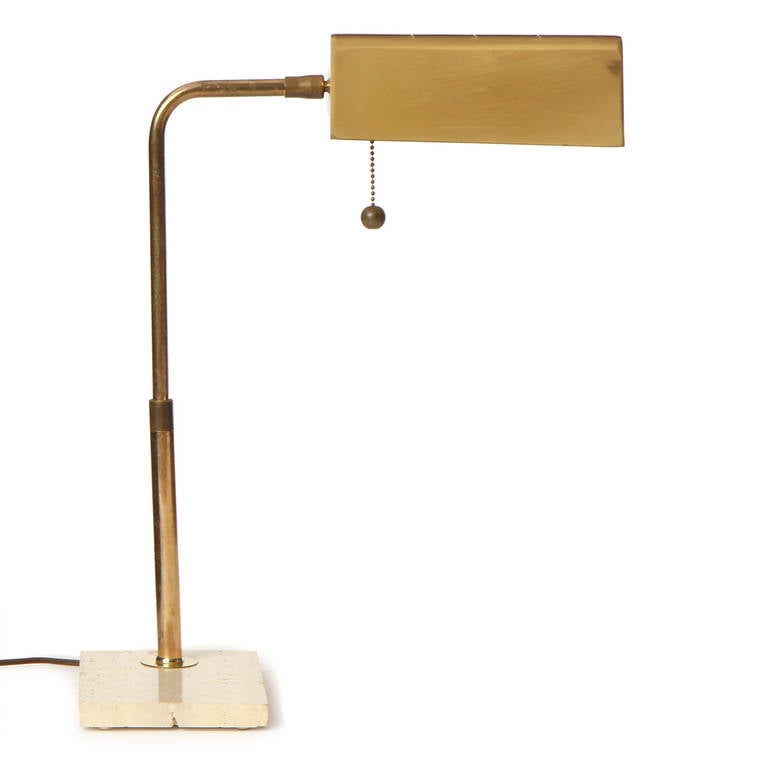 Swivelling Brass Desk Lamp In Good Condition In Sagaponack, NY