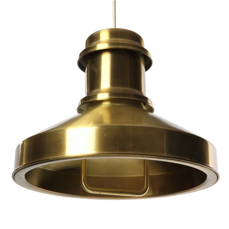 Sculptural Scandinavian Modern Brass Pendant Fixture For Sale 1