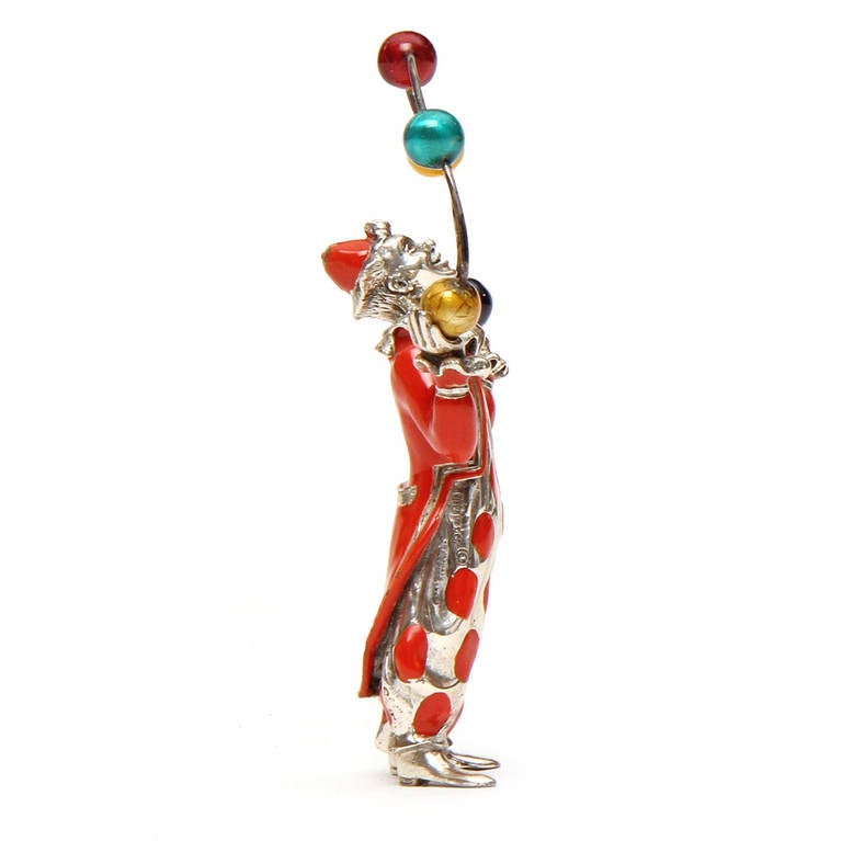 Chrome Polychromed Juggler Figurine by Tiffany & Co.