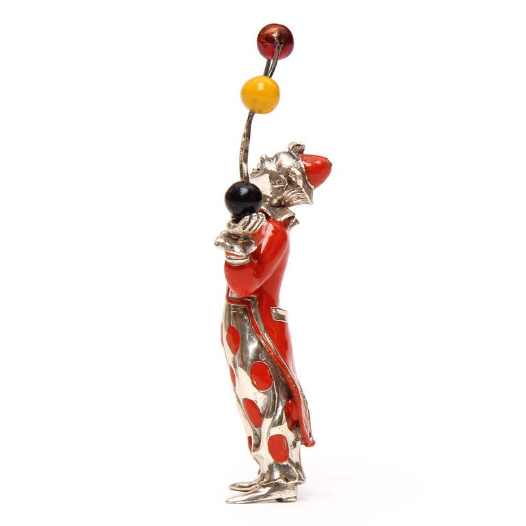 Mid-Century Modern Polychromed Juggler Figurine by Tiffany & Co.