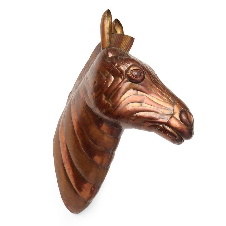 Mid-Century Modern Zebra Head Sculpture For Sale