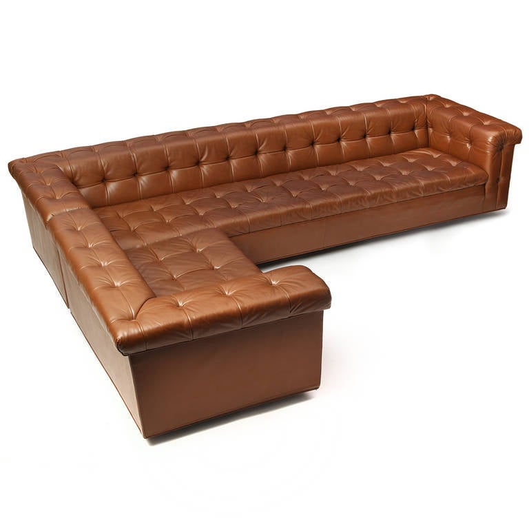 Leather Chesterfield Sofa by Edward Wormley