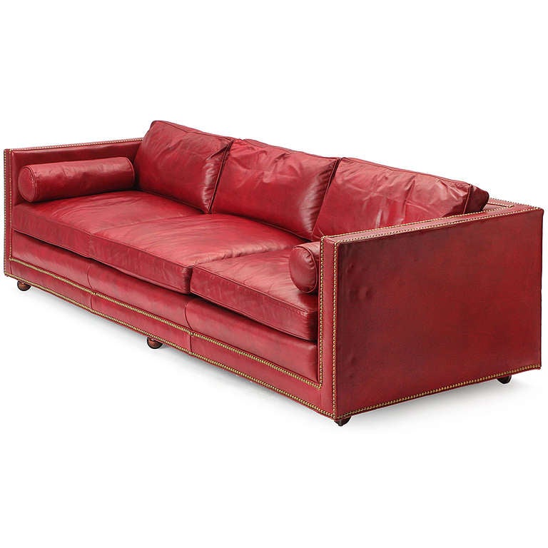 American Red Leather Sofa