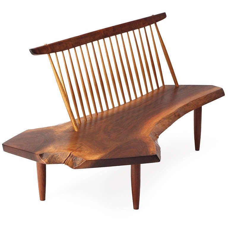 Hickory Superb Conoid Bench by George Nakashima