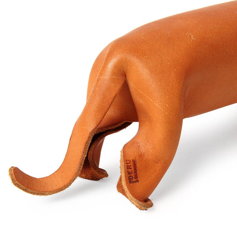 Folded Leather Dachshund Sculpture by Deru In Good Condition In Sagaponack, NY