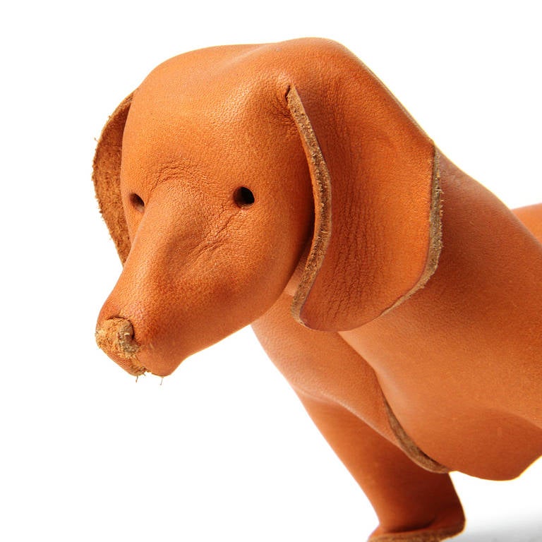Folded Leather Dachshund Sculpture by Deru 2