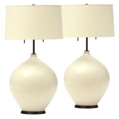 Pair of Ivory Ceramic Lamps