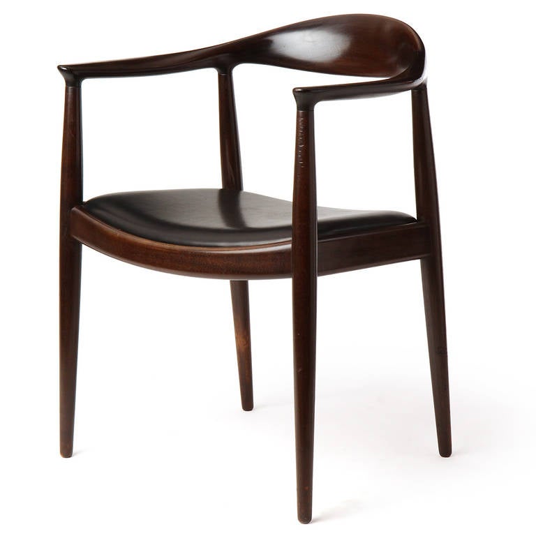 Danish Mahogany Round Chairs by Hans J. Wegner