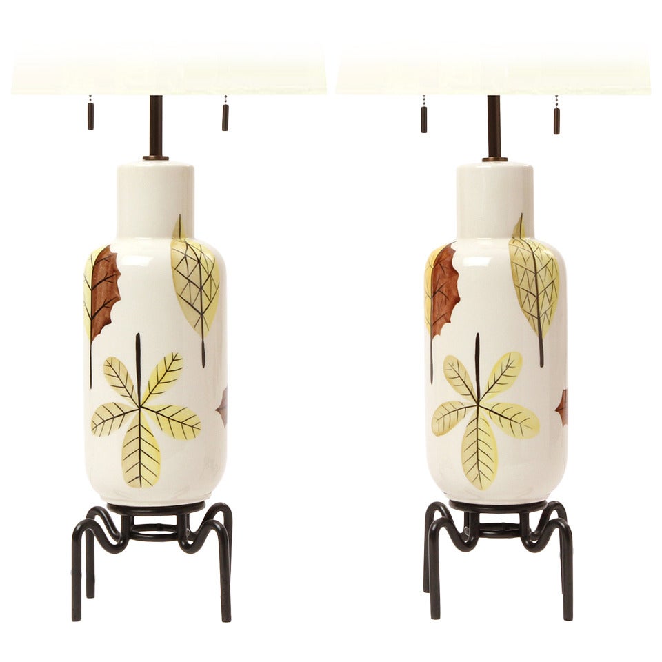 Pair of Foliate Table Lamps For Sale