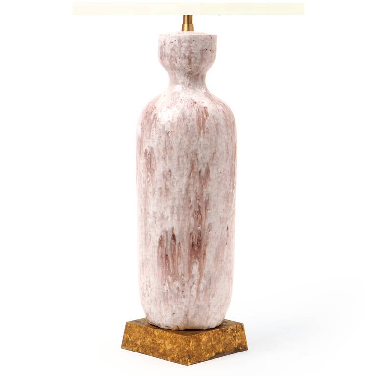 Mid-Century Modern Cream Glazed Italian Table Lamp by Ugo Zaccagnini For Sale