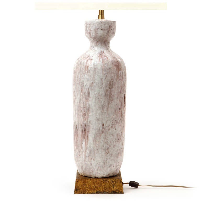 Mid-Century Modern Cream Glazed Italian Table Lamp by Ugo Zaccagnini For Sale