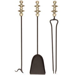 Sculptural Fire Tools in Bronze and Iron after Diego Giacometti