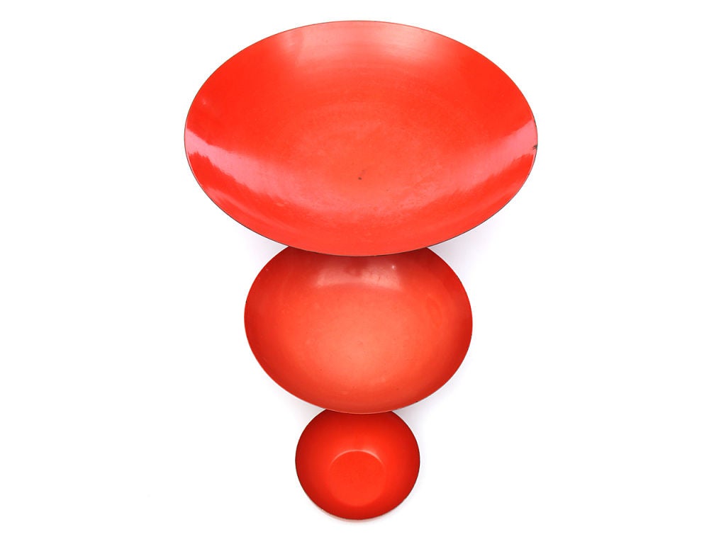 Mid-20th Century Red Enameled Steel Bowls