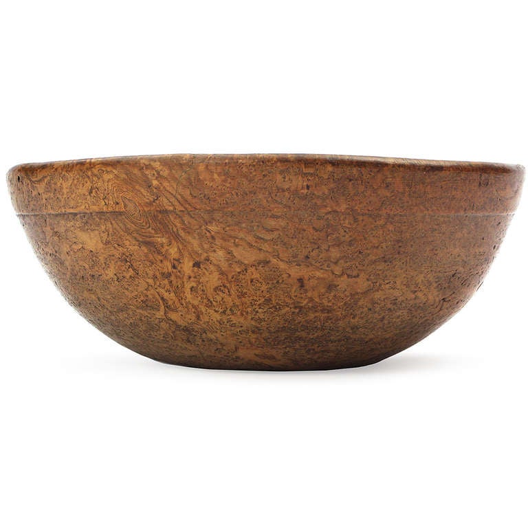 American Craftsman Early American Turned Burl Bowl For Sale