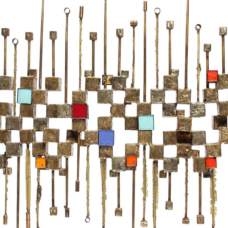 American Bronze And Enamel Sculpture Screen By Edgar Tafur