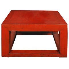 Chinese Red Lacquer Square Platform Table