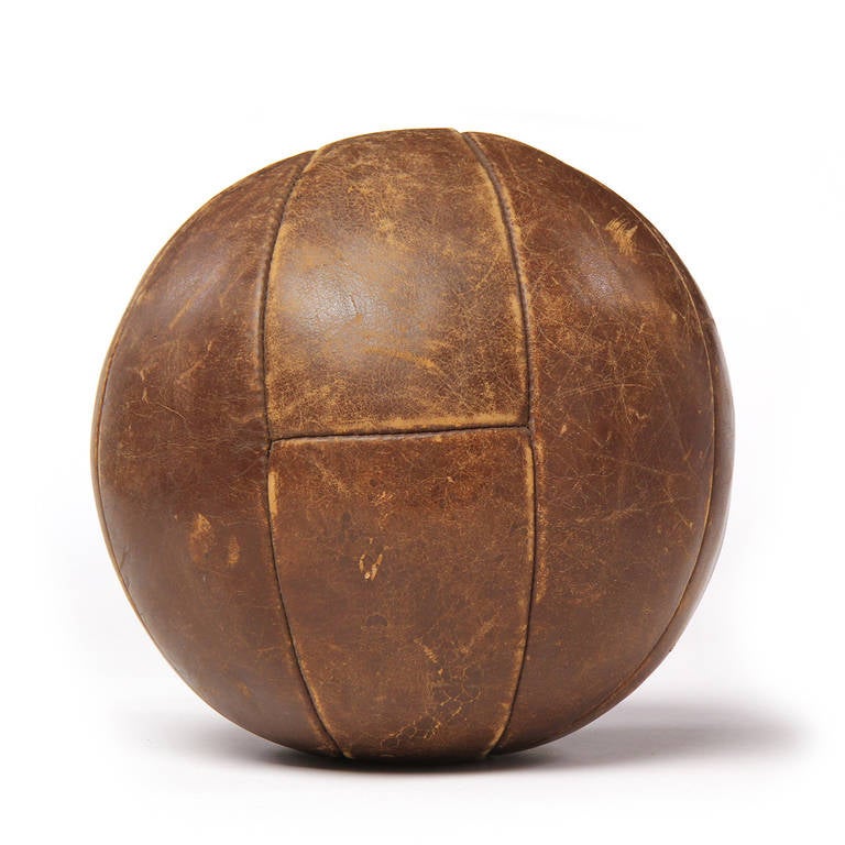 Vintage Leather Medicine Ball For Sale at 1stdibs