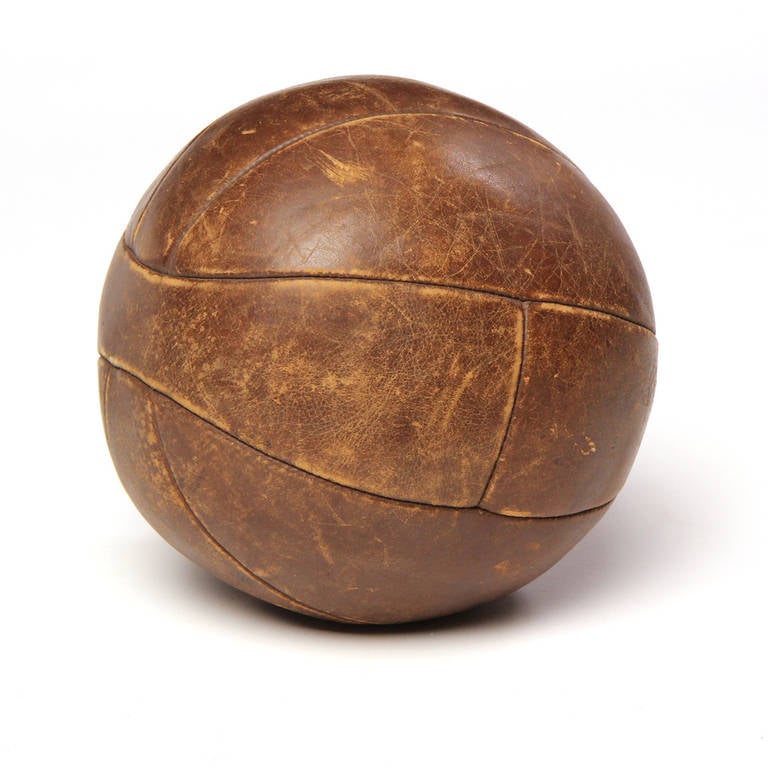 Vintage Leather Medicine Ball For Sale at 1stdibs