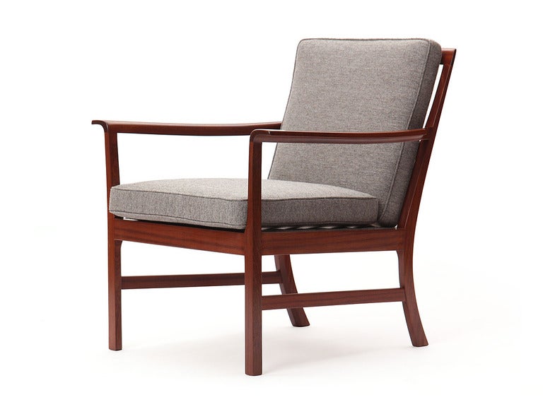 Scandinavian Modern Mahogany Lounge Arm Chair by Ole Wanscher for A.J. Iversen For Sale